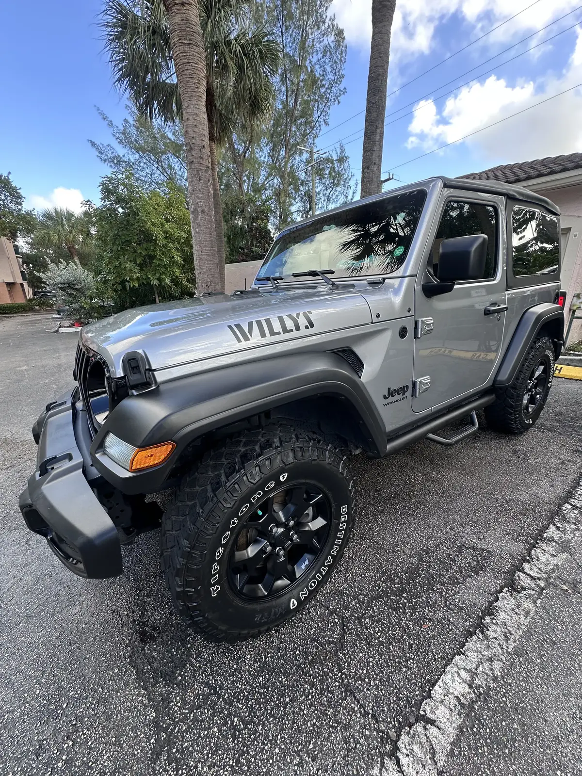 Gray Jeep Wrangler Willys edition after full exterior detail in South Florida