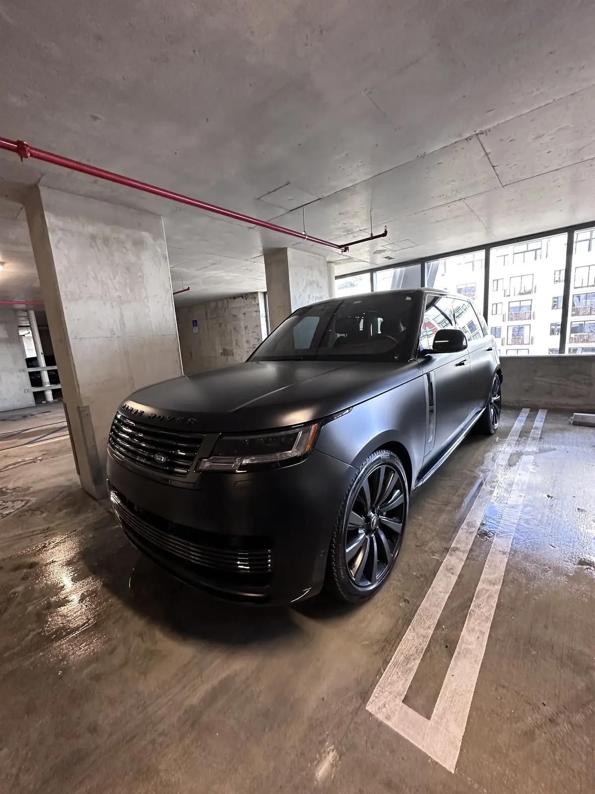 Matte black Range Rover after premium detail in Miami area